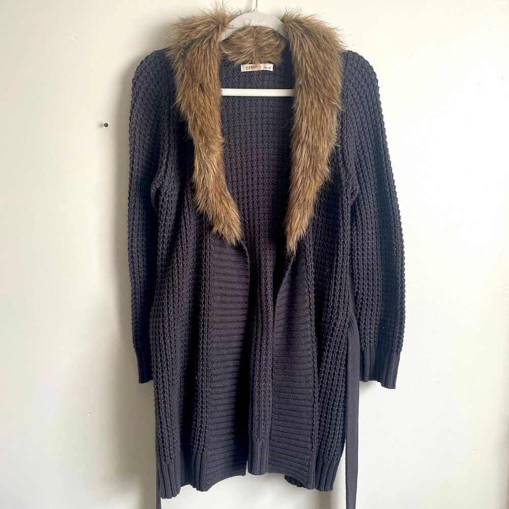 Cozy Cardigan with Faux Fur Trim Old Navy Sz M